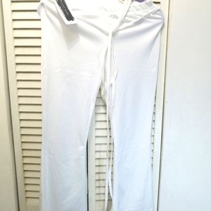 White stretch wide leg  pant leggings  .